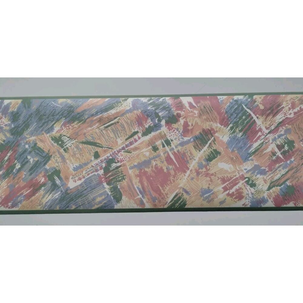 Pre-pasted Decorative Wall Border 5 yds - Pink Blue Green Yellow Splashes Paint